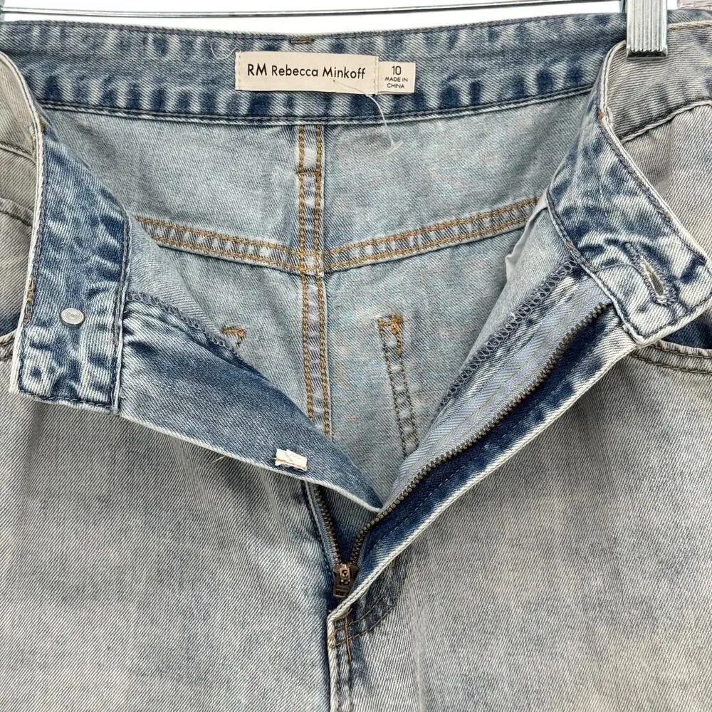 RM Rebecca Minkoff NWT SZ 10 Women's Wide Leg 100% Cotton Jeans Blue High Rise